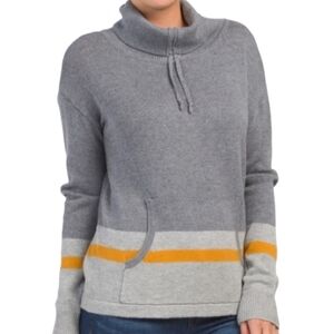 Cynthia Rowley 90s Style Retro Stripe Cotton Blend High Neck Sweater